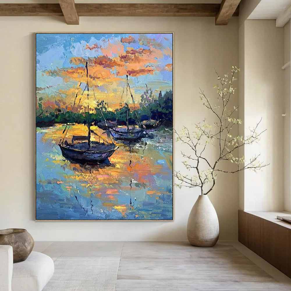 sunset beach abstract painting design 2